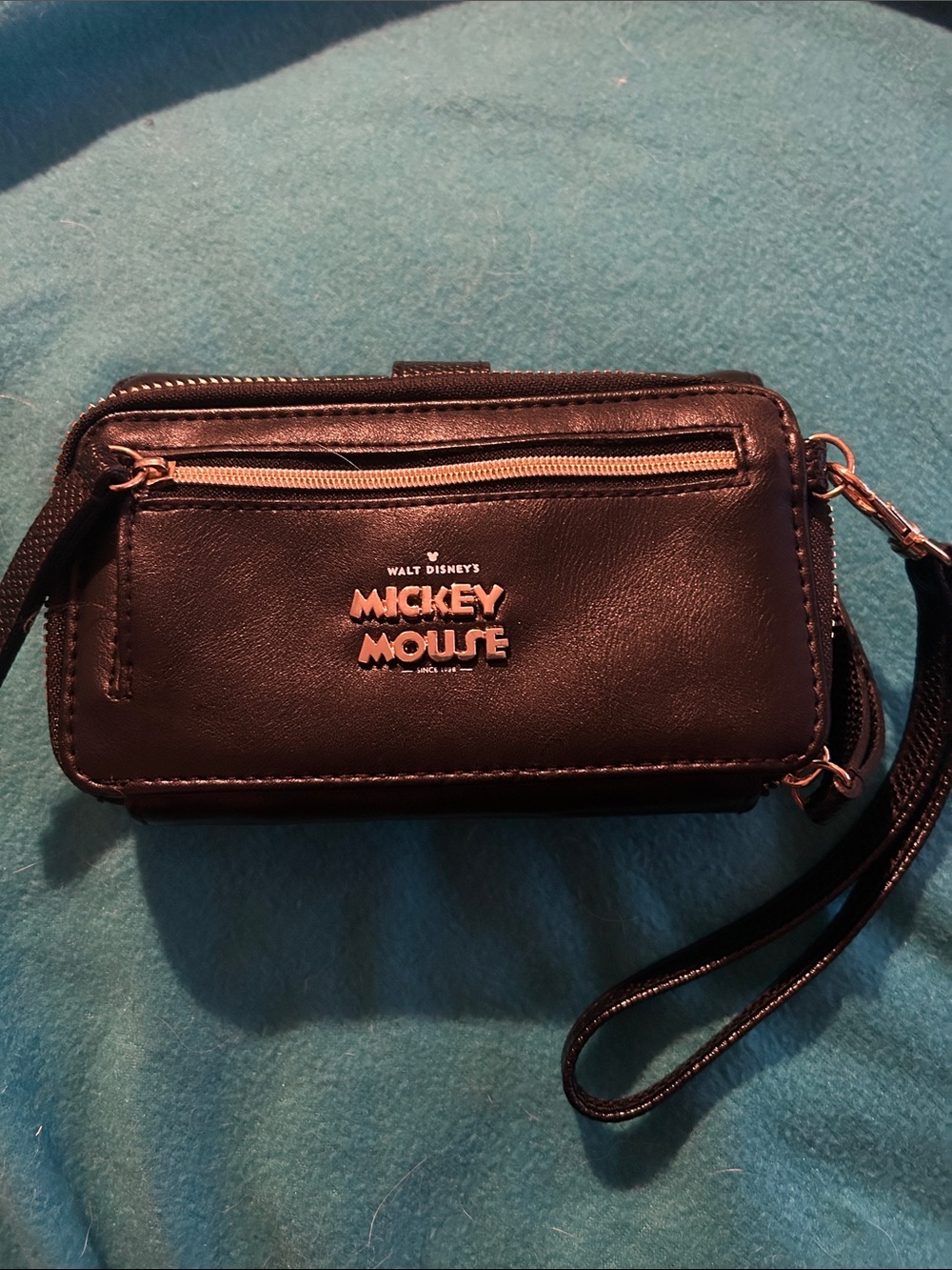 Disney Black Mickey Mouse Wristlet with Gold Accents